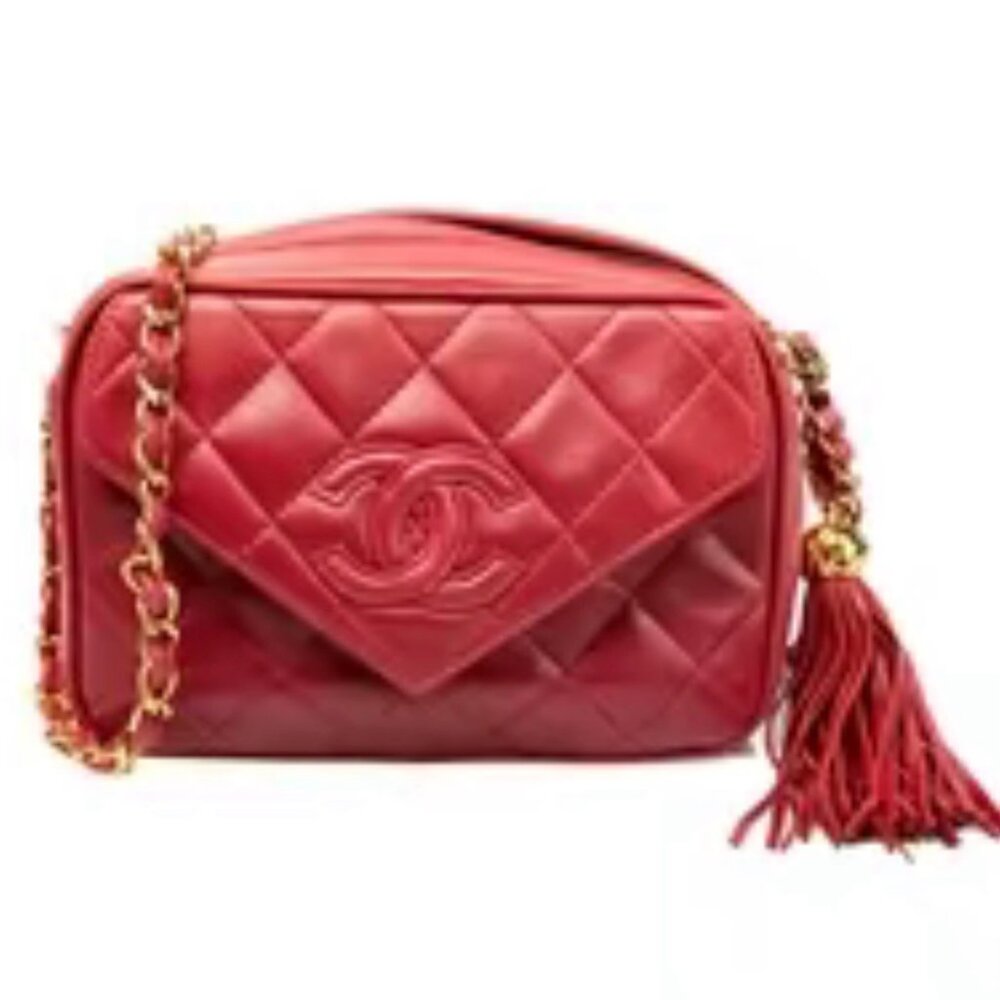 VINTAGE CHANEL RED LAMBSKIN CROSSBODY